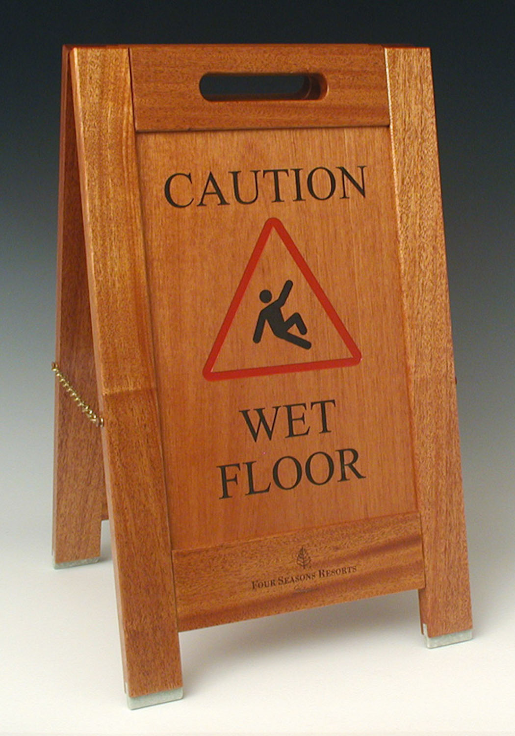 Our solid wood frame wet floor sign