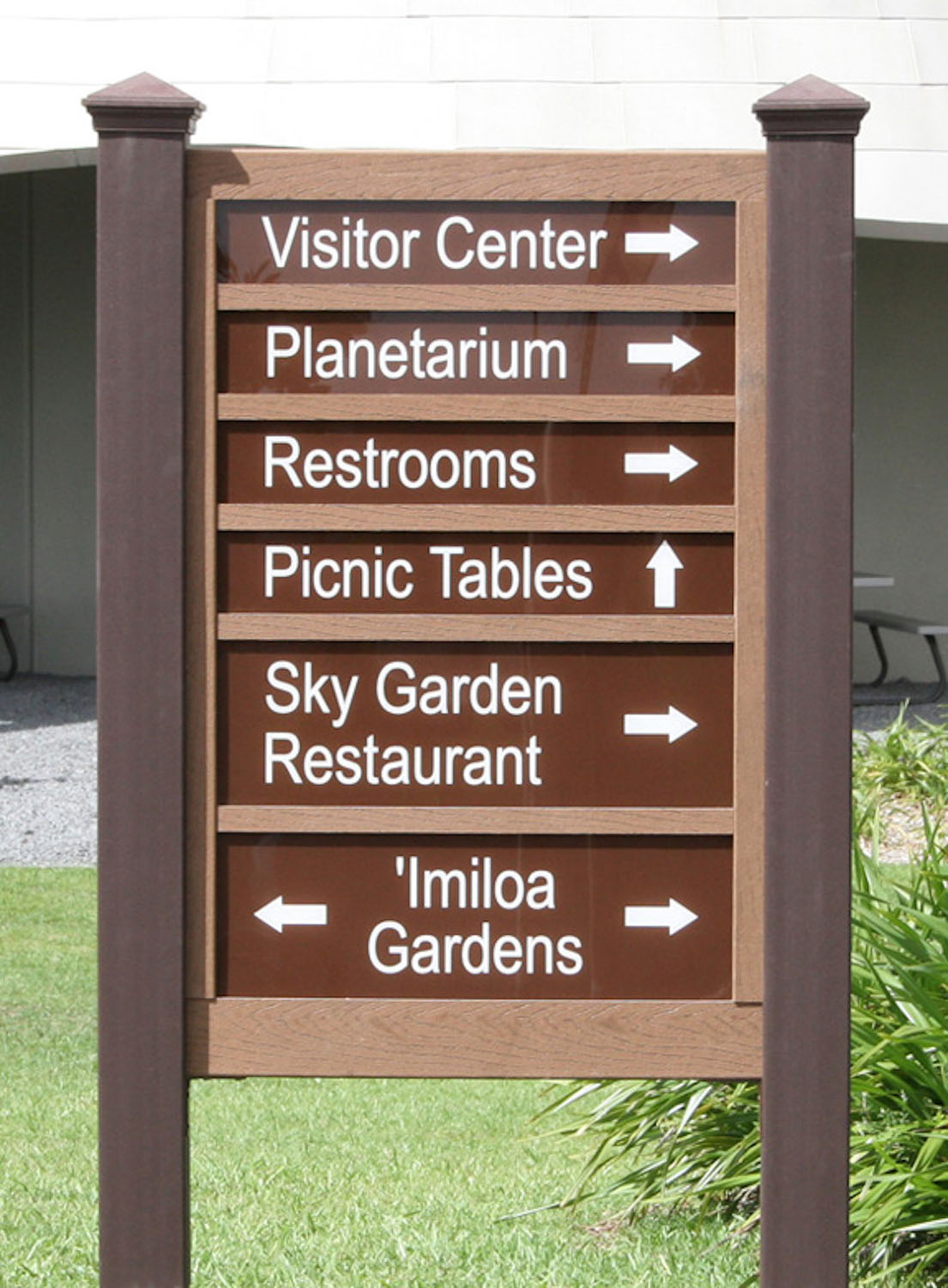 Acrylic plates with a UV/weather resistant frame and posts.